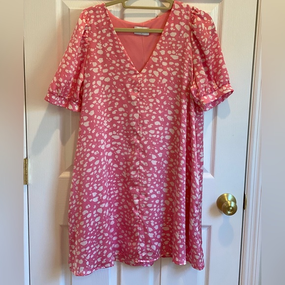 Adrienne size L pink cheetah lined dress - Picture 1 of 5